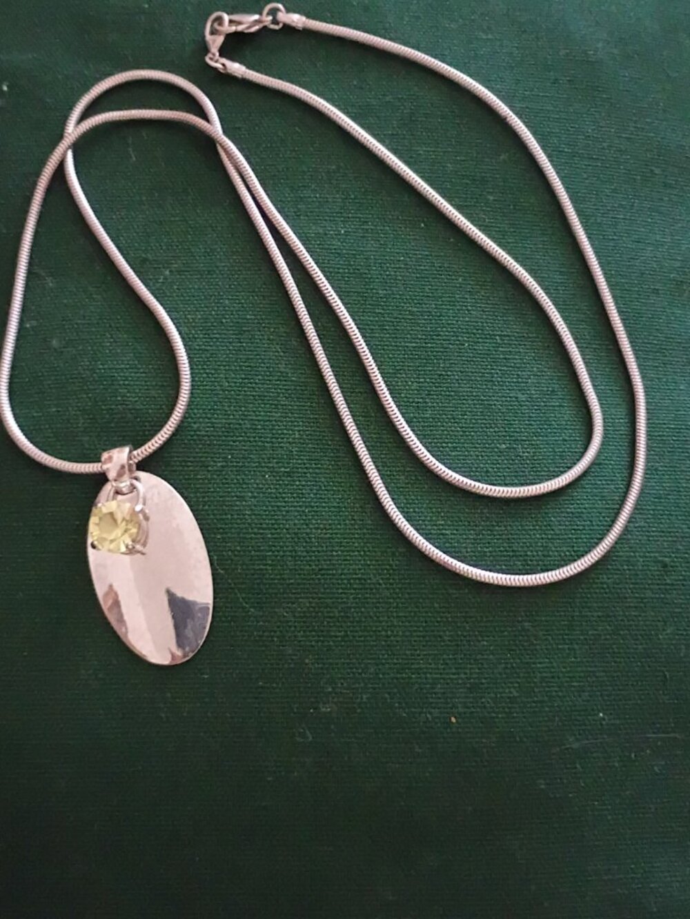 Liz Claiborne Sterling Chain with Pendant and Citrine Rhinestone
